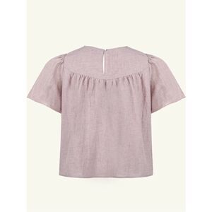 0080 Source Unknown Dusty Mauve Puff Sleeve Linen Top